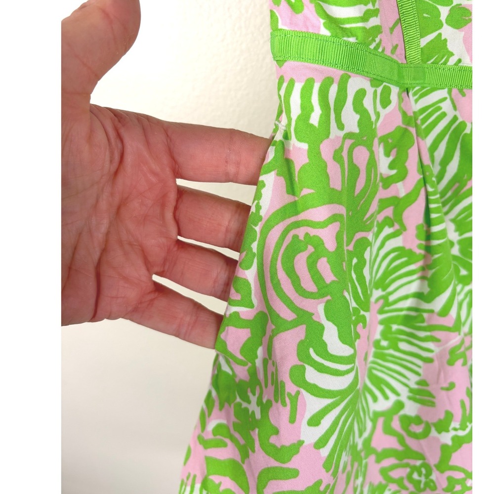Lilly Pulitzer Cotton Sunny Side Lion Dress Pink Green Toddler 2 Beach Preppy - Picture 3 of 8